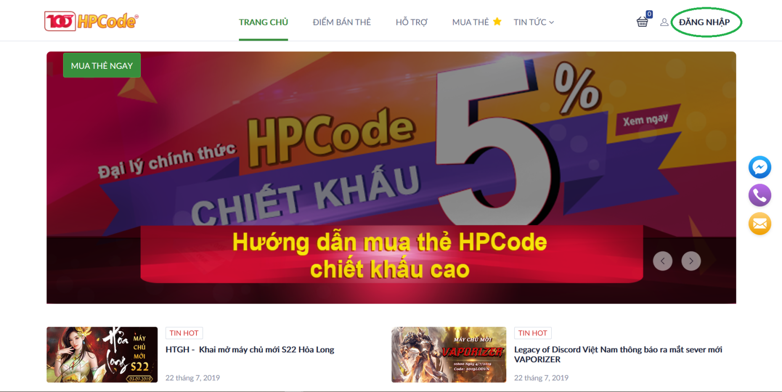 Đăng nhập tạo tài khoản thành viên HPCode
